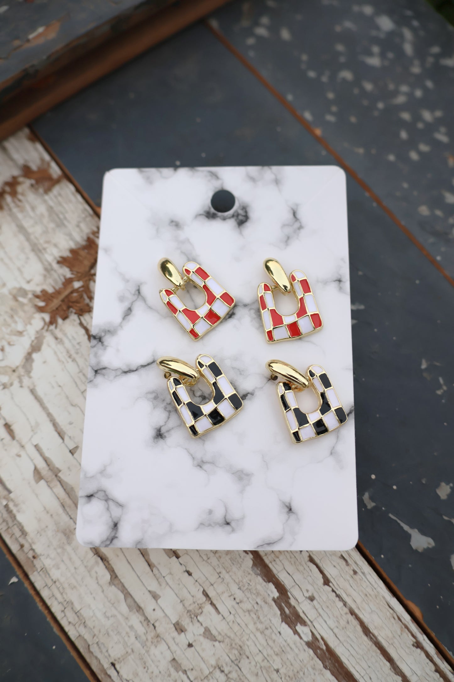 Checkered Earring Duo