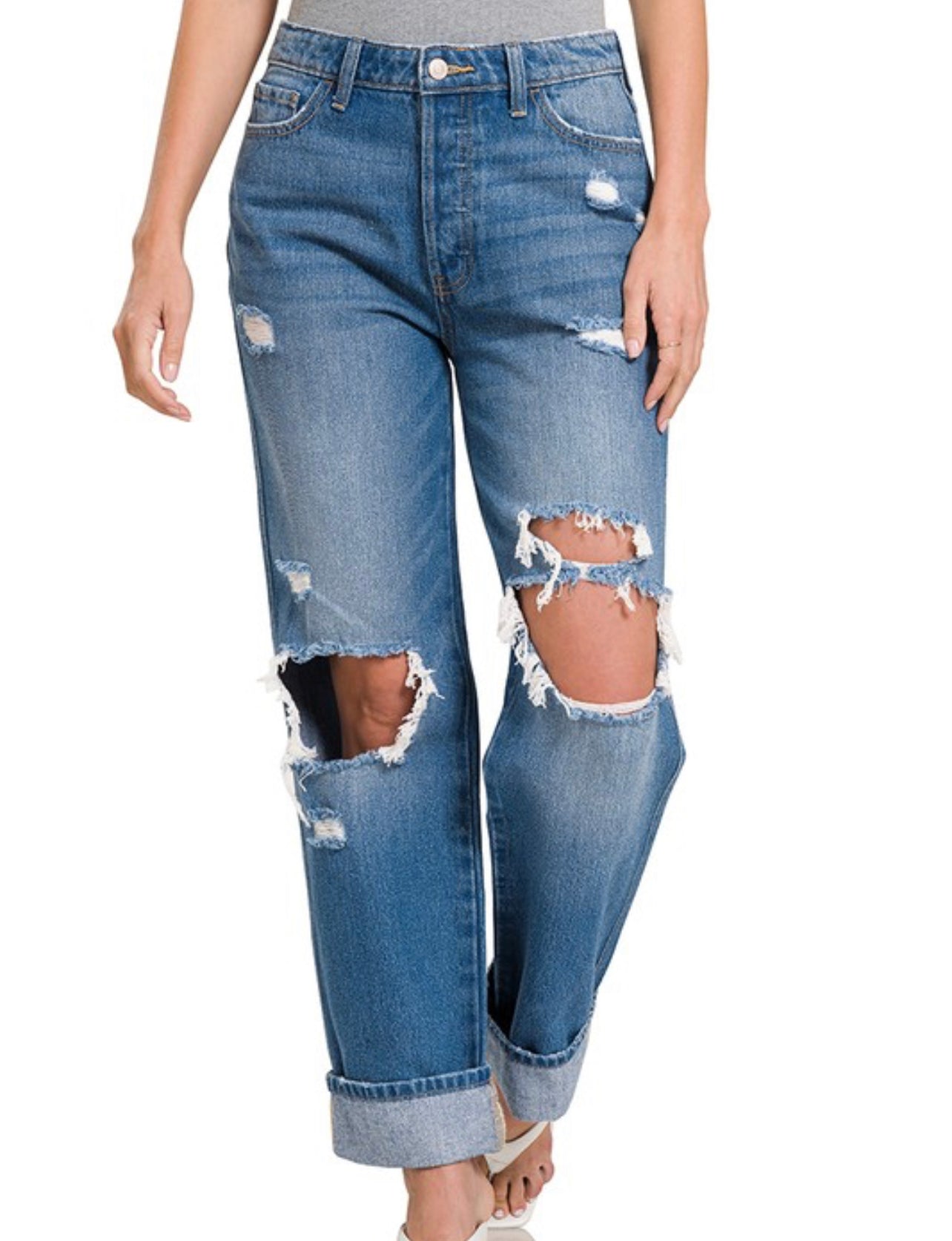 Cuffed Boyfriend Jeans